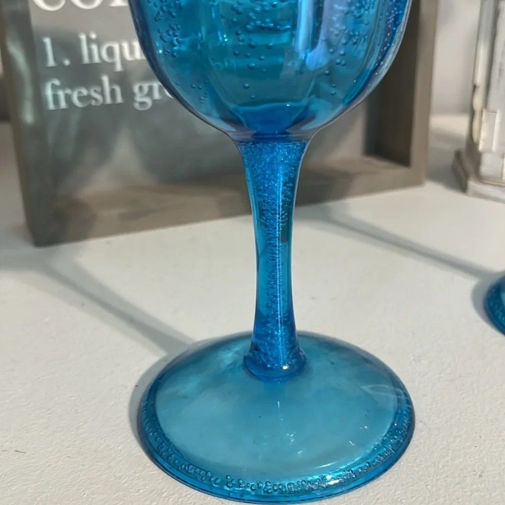 Fun Party Blue Long Stem Hard Plastic Glasses